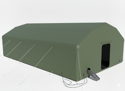 Палатка надувная пневмокаркасная 12,26 х 4,76 х 2,75 м